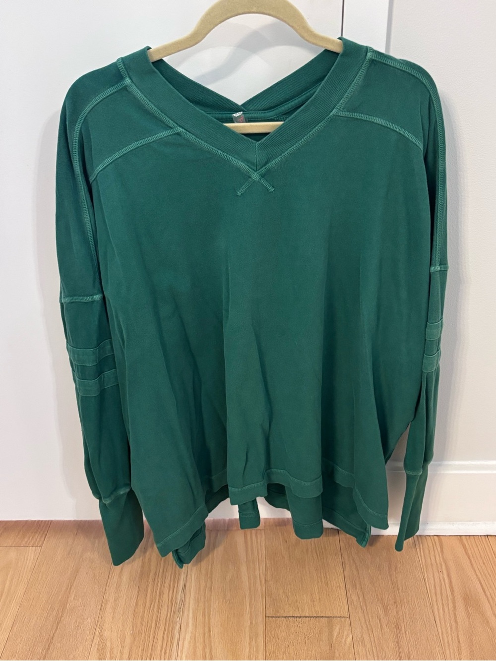 Free People Movement Deep Green V-Neck Pullover Sweater